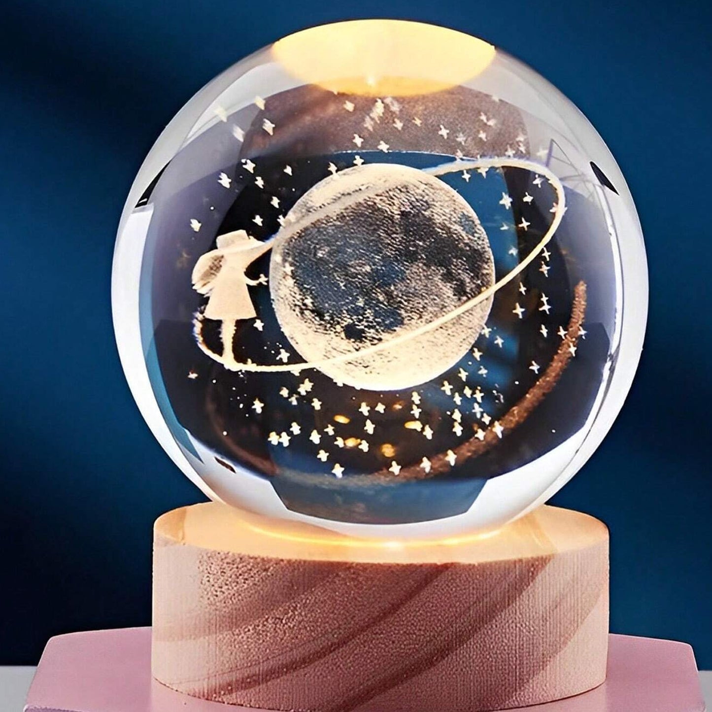 Astronaut Ball Night Light With Resin Base Decorative For Living Room Decor (1 Pc)