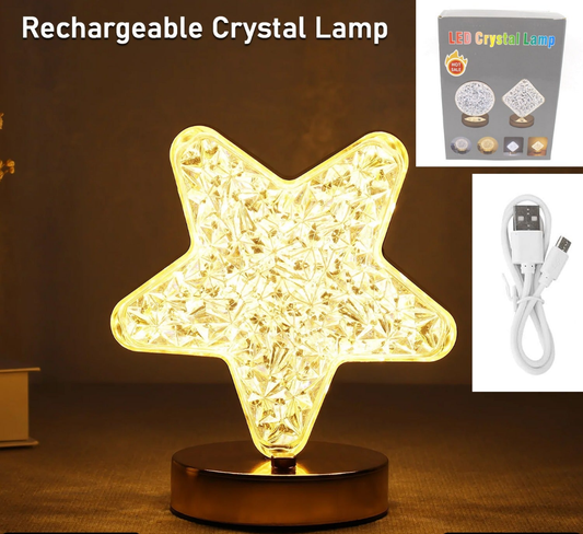 Star Shape Crystal Diamond Lamp Cordless Luxury Lamp With Usb Rechargeable 3-way Dimmable  Touch Control Decorative Nightstand Lamp For Bedroom Living Room Party Restaurant Decor (1 Pc )